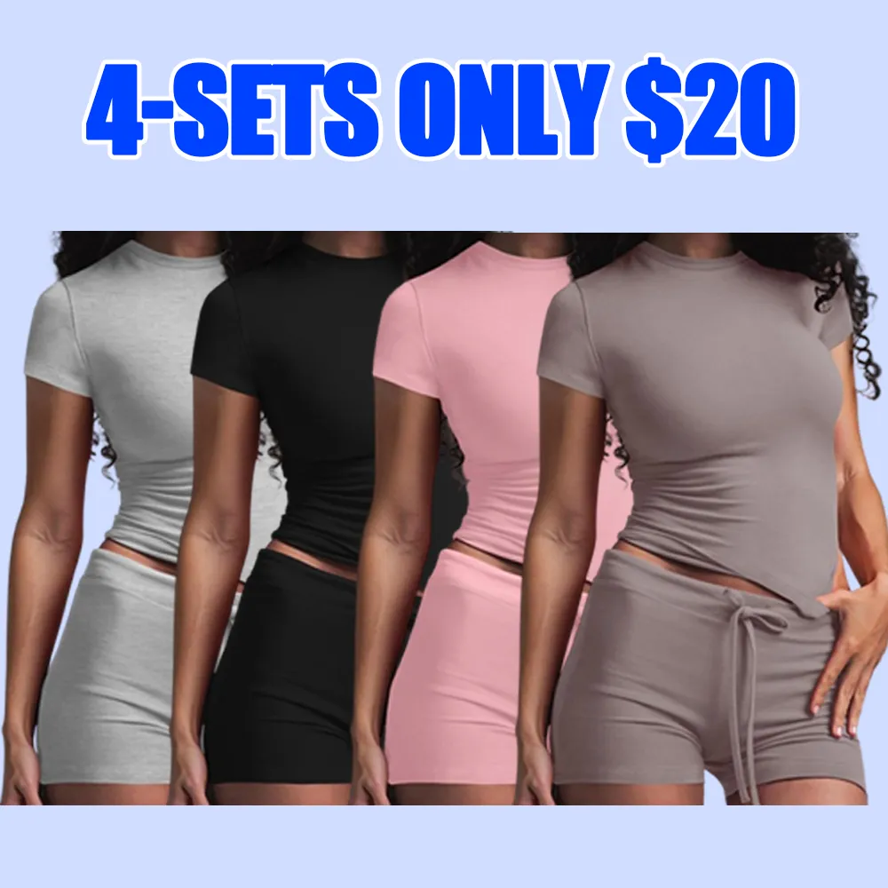 Women's Modal Loungewear Set – Soft Short Sleeve Tee & Drawstring Shorts