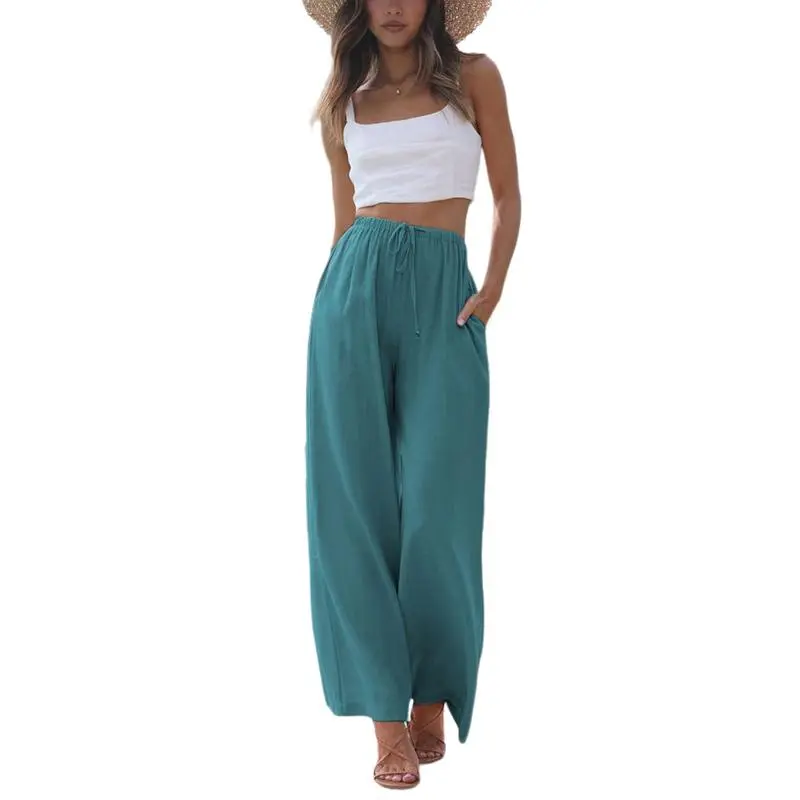 Women's Wide Leg Palazzo Pants – Lightweight Summer Trousers with Pockets