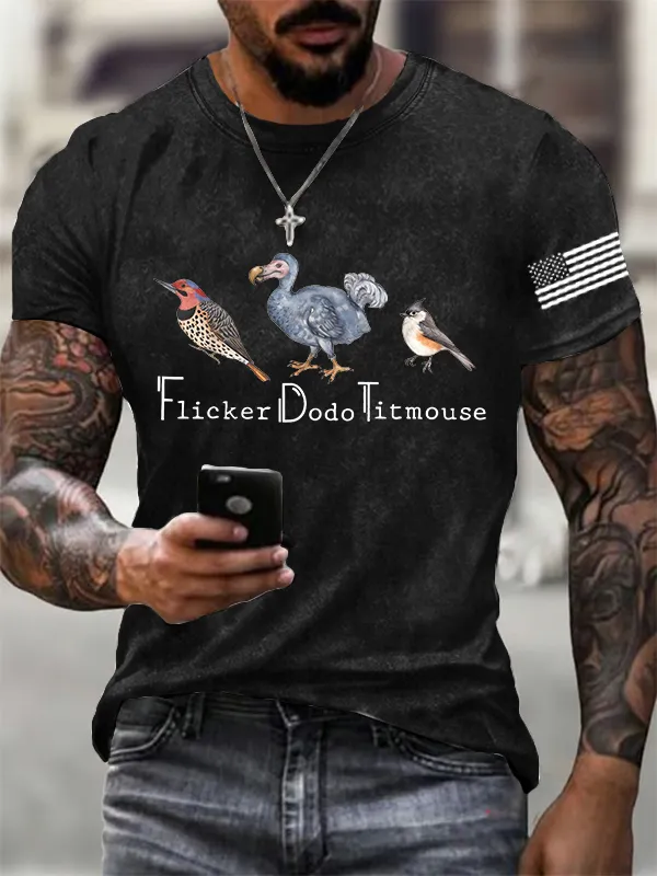 Men'S FDT Animal Printed Cotton Washed T-Shirt