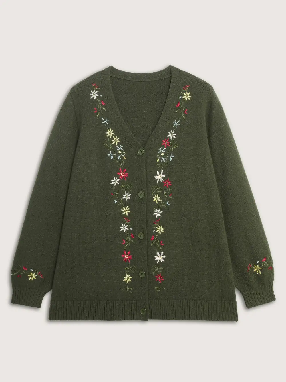 Supersoft Embroidered Button Knit Cardigan