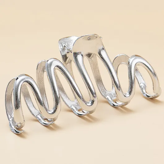 Silvery White Metal Detail Wave Design Barrette