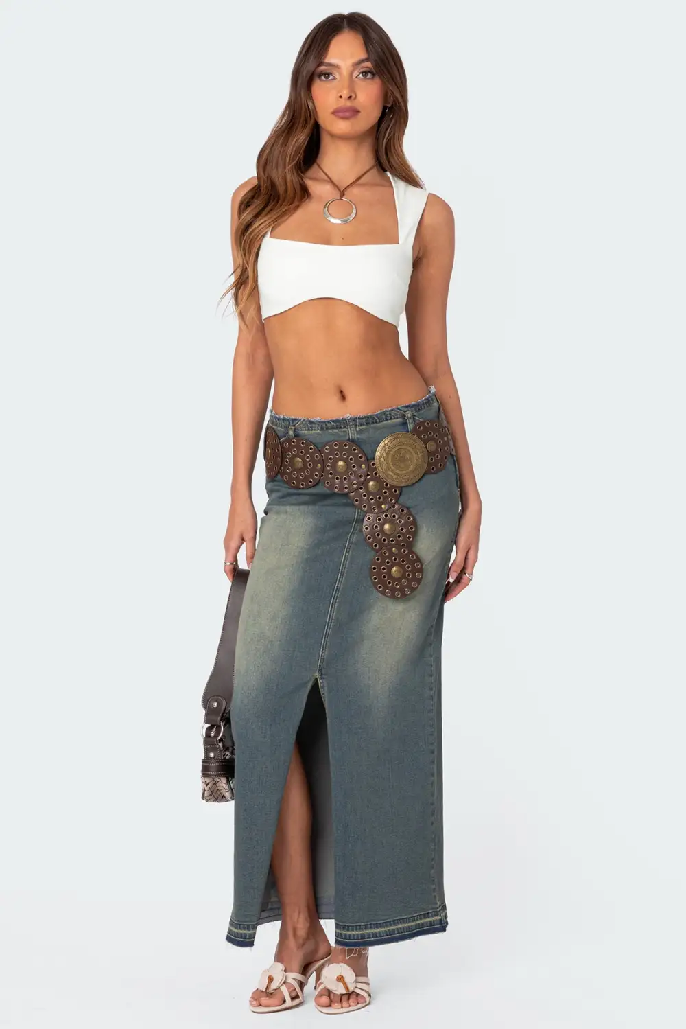 Lexy Washed Denim Maxi Skirt