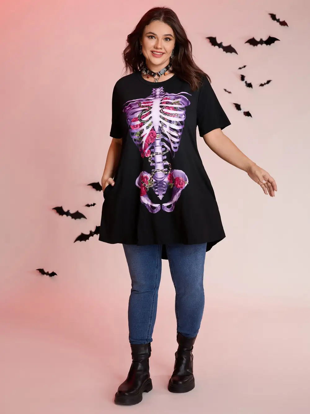Spooky Skull Supersoft Tunic Mini Dress