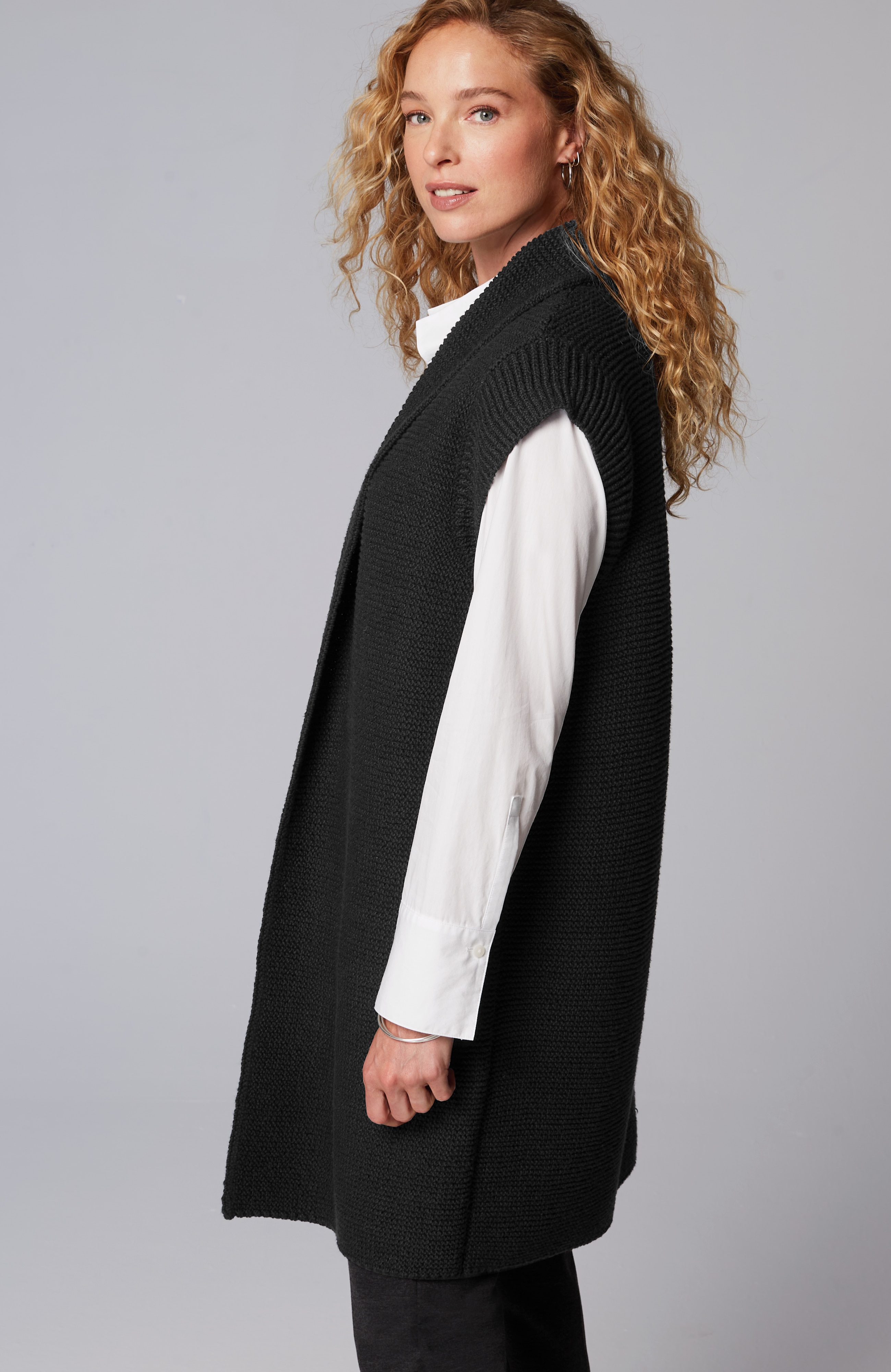 Textured Long Gilet Vest