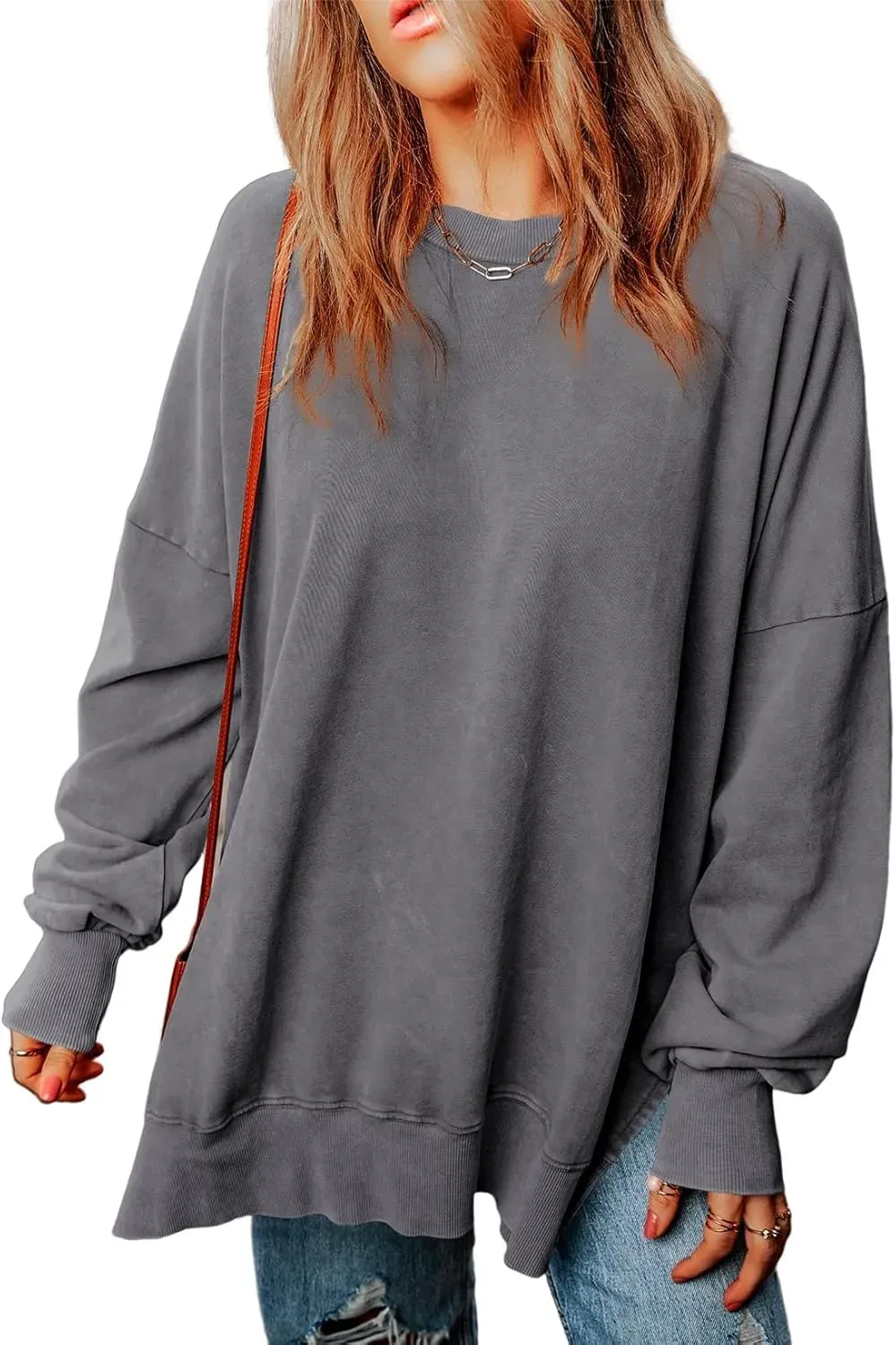 ✨Womens Casual Long Sleeve Crewneck Lightweight Pullover Tops