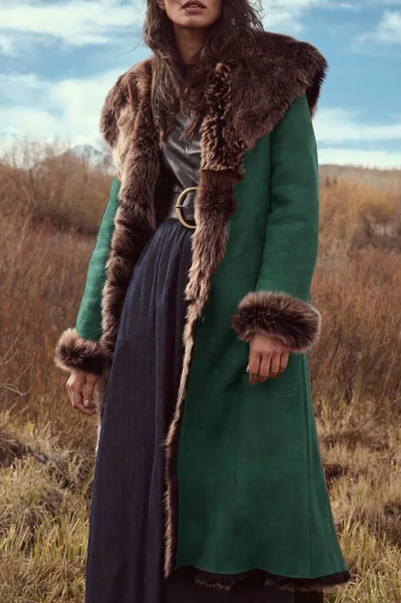 Donna Salyers' Fabulous Furs Women's Plus Size Faux Suede/Fur Full-Length Coat