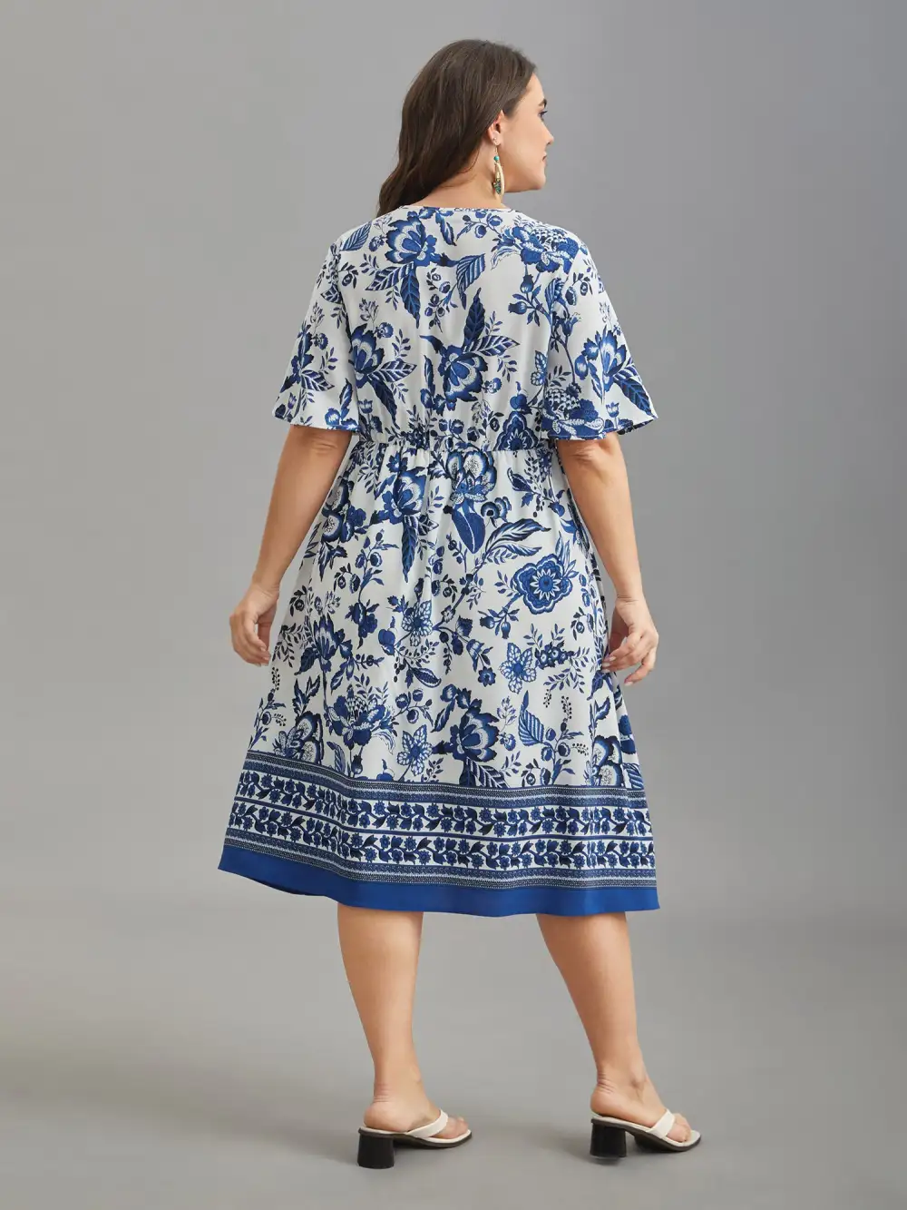 Floral Print Wrap-Neck Pocket Midi Dress