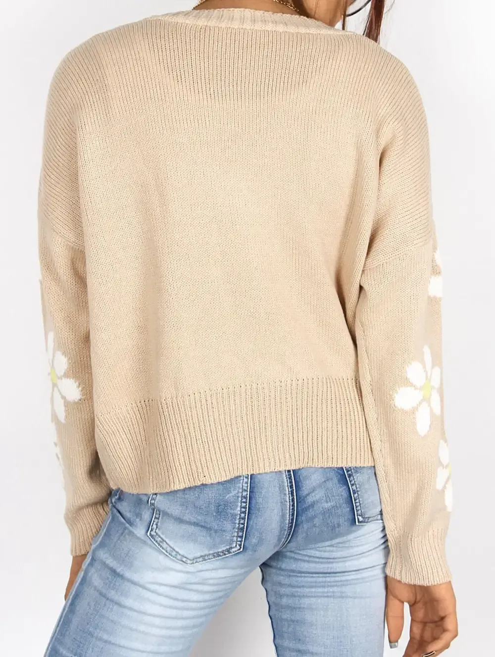 Fall Floral Button Varsity Sweater Jacket