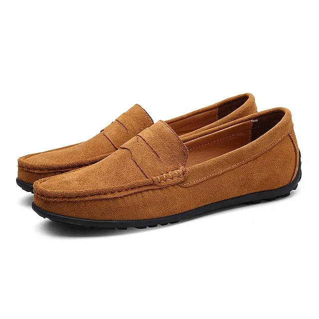 Men's Loafers & Slip-Ons Suede Shoes Comfort Shoes Driving Loafers Casual Outdoor Daily Suede Black Navy Blue Khaki Spring Summer