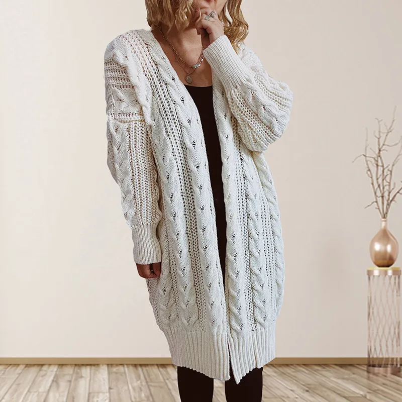 Long Sleeve Solid Color Sweater Cardigan