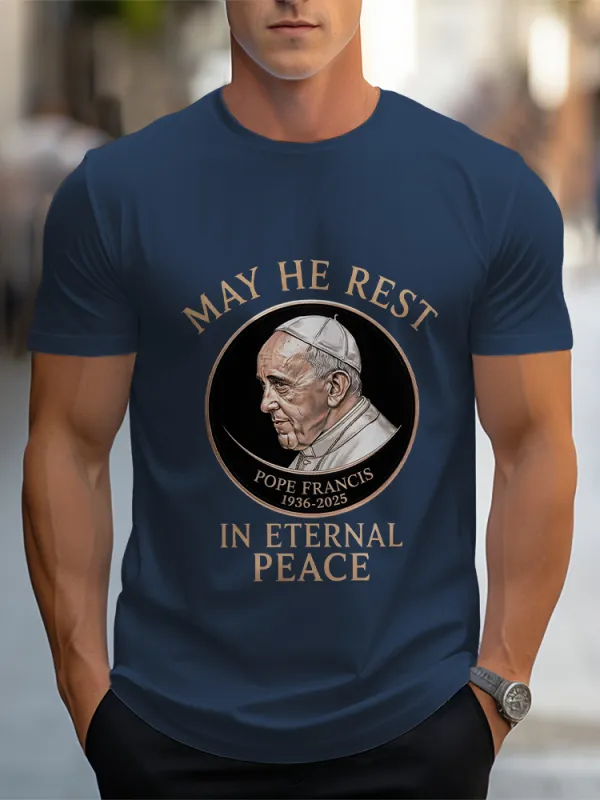Men'S May He Rest In Eternal Peace Short Sleeve Round Neck Pure Cotton T-Shirt