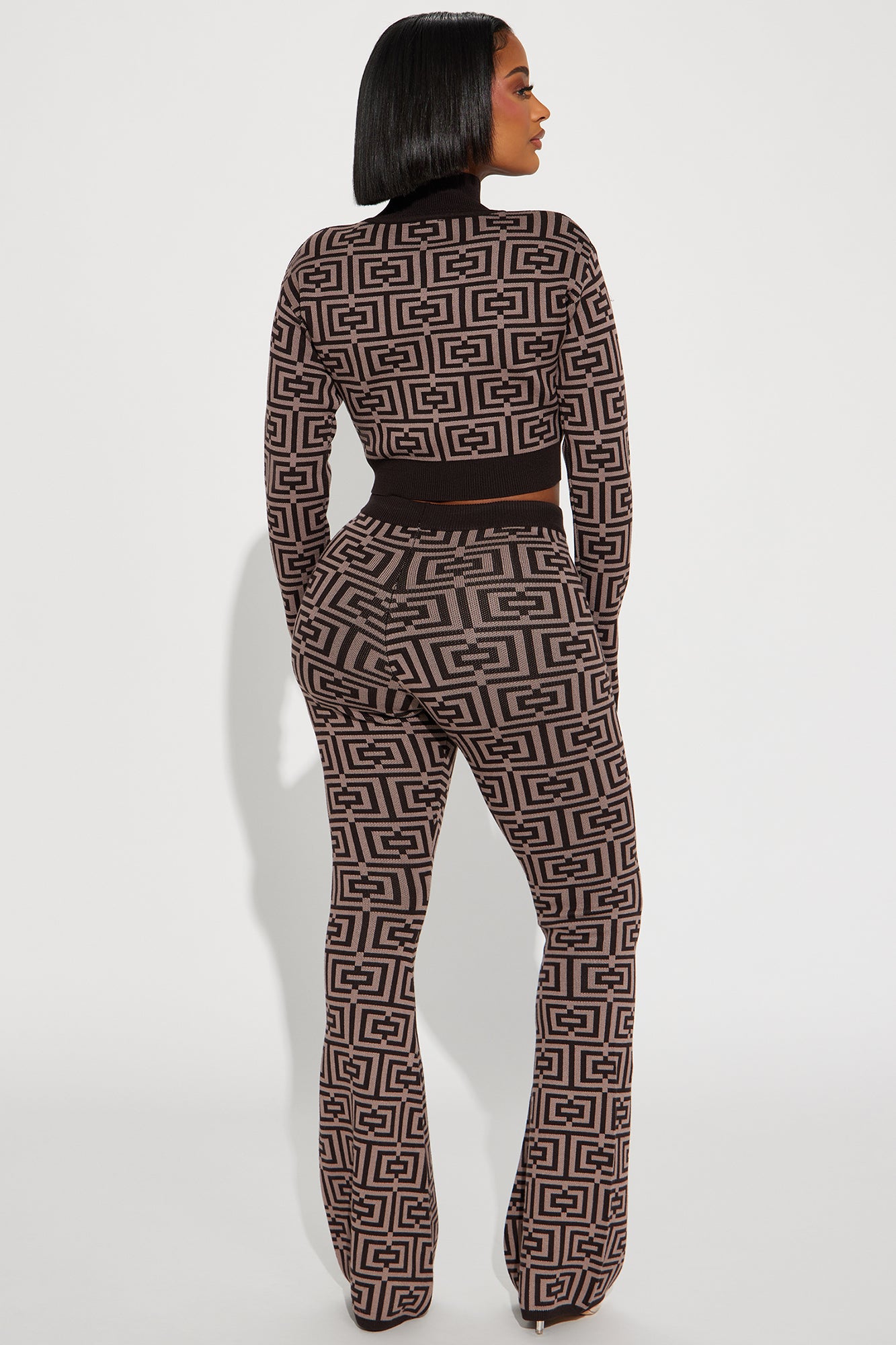 In A Spiral Sweater Pant Set - Brown