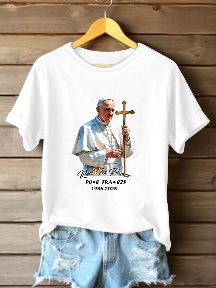 Women's Rest In Peace 1936-2025 Print Short Sleeve Round Neck Cotton T-Shirt