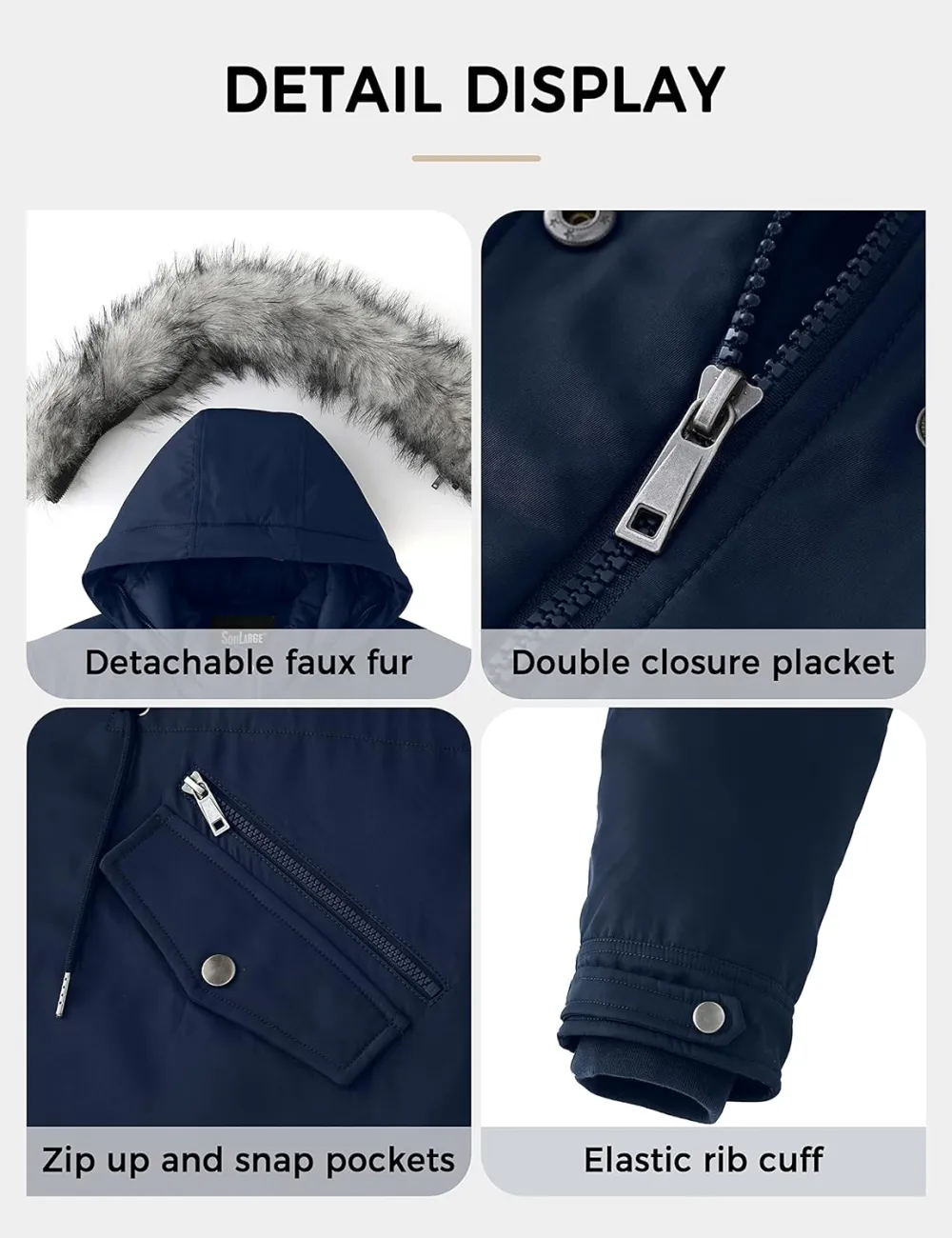 Women's Plus Size Winter Insulated Parka Coat with Faux Fur Hood