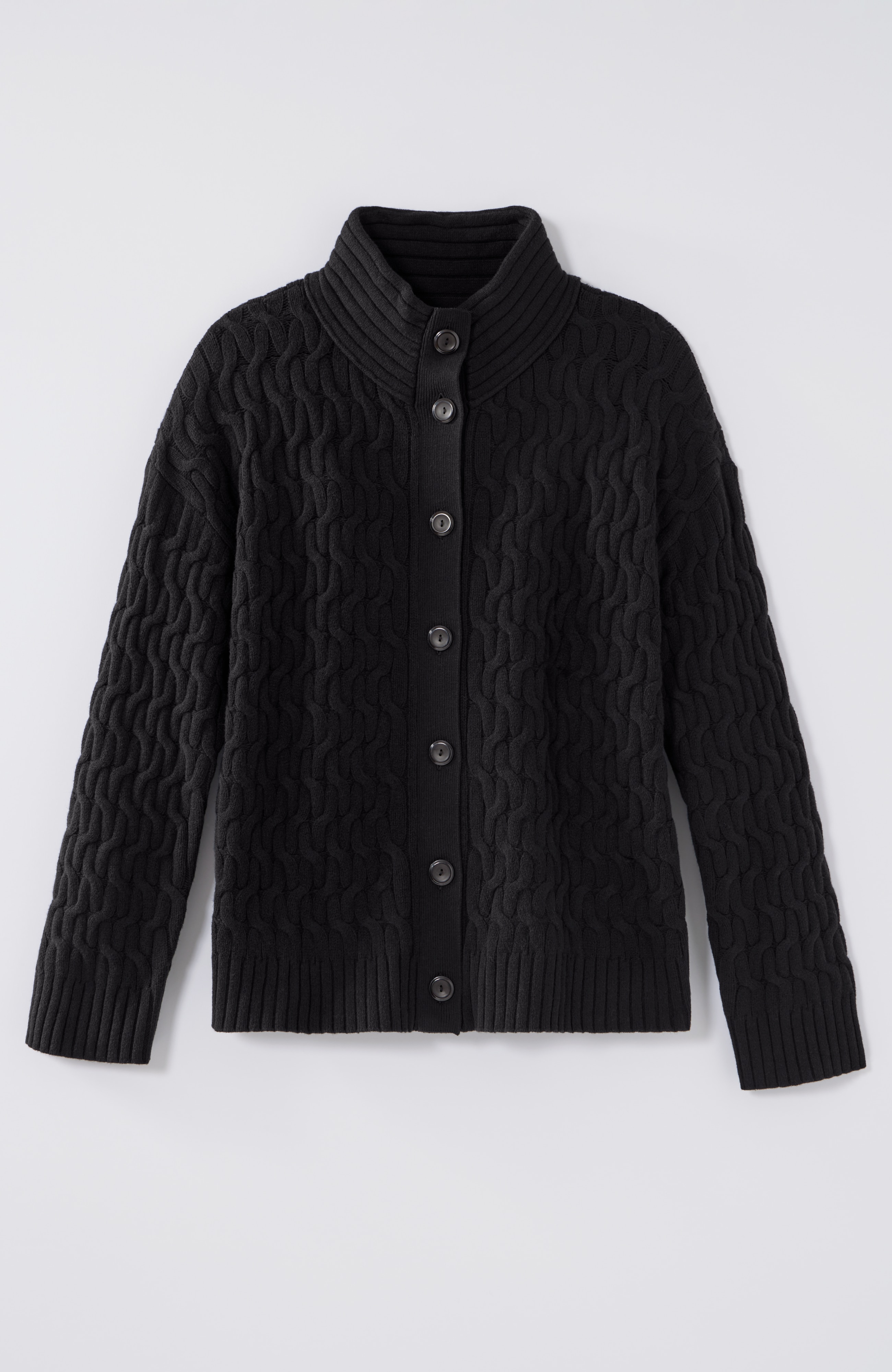 Cabled Button-Front Cardi