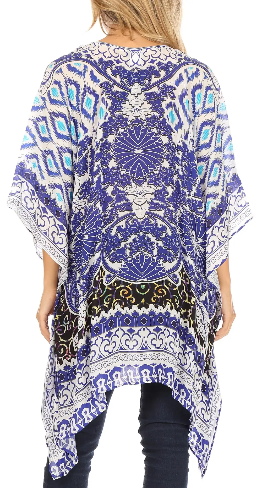 Women's Caftan Poncho Cover up V neck Top Lace up With Rhinestone