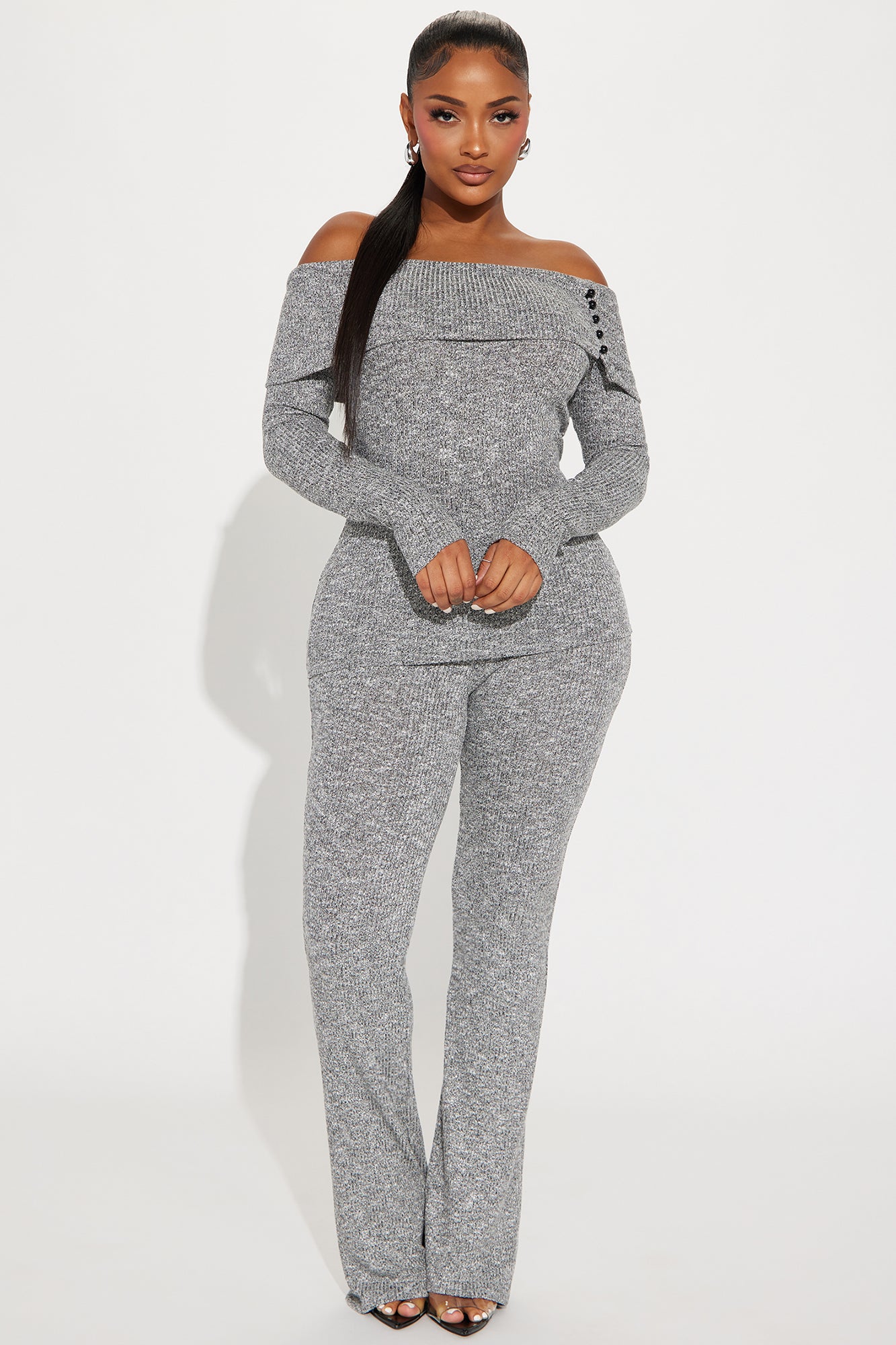 Chilly Nights Pant Set - Heather Grey