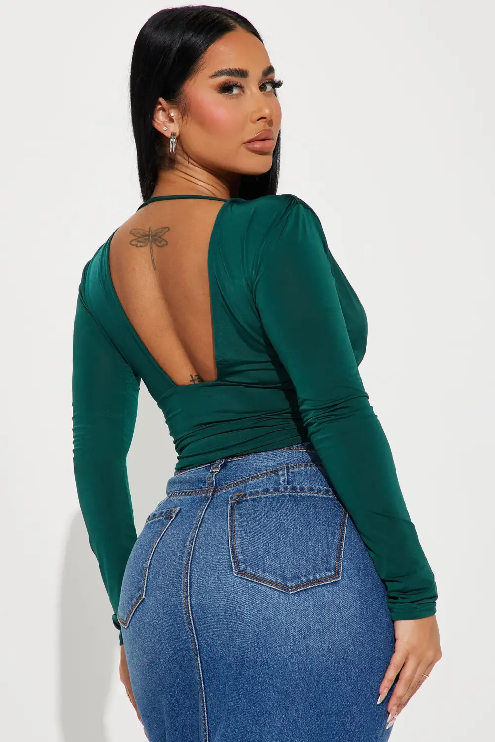 Passion Plunge Neck Top - Hunter