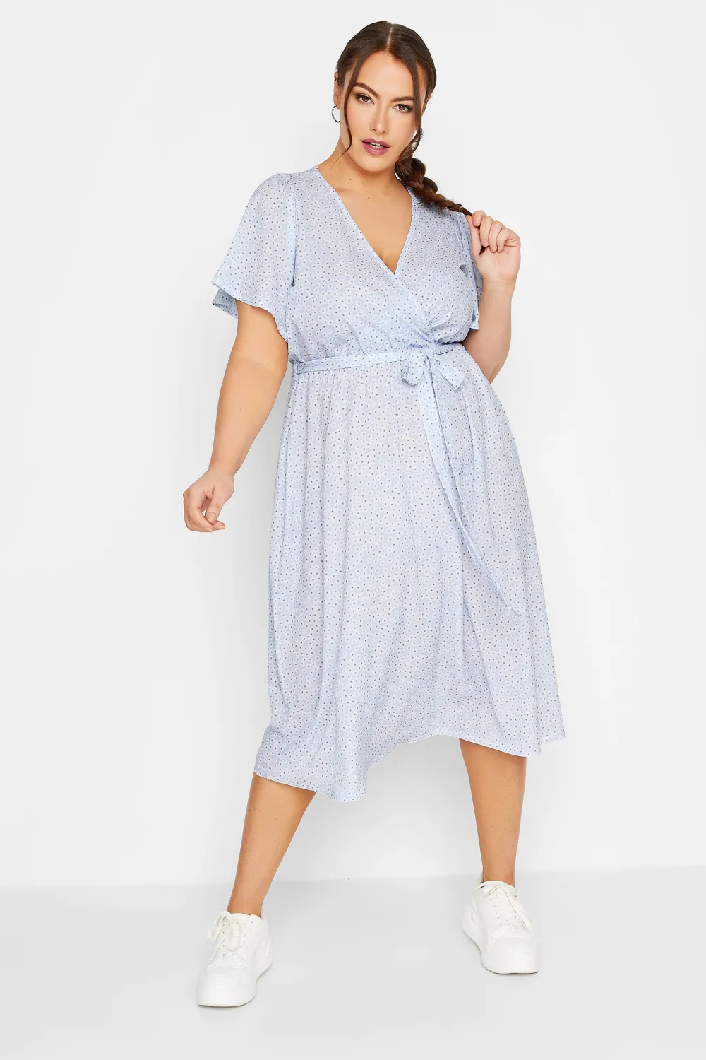 YOURS Curve Pink Ditsy Floral Print Wrap Dress