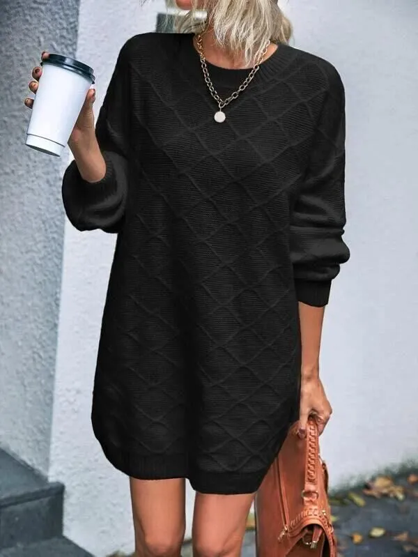 Solid Drop Shoulder Sweater Dress