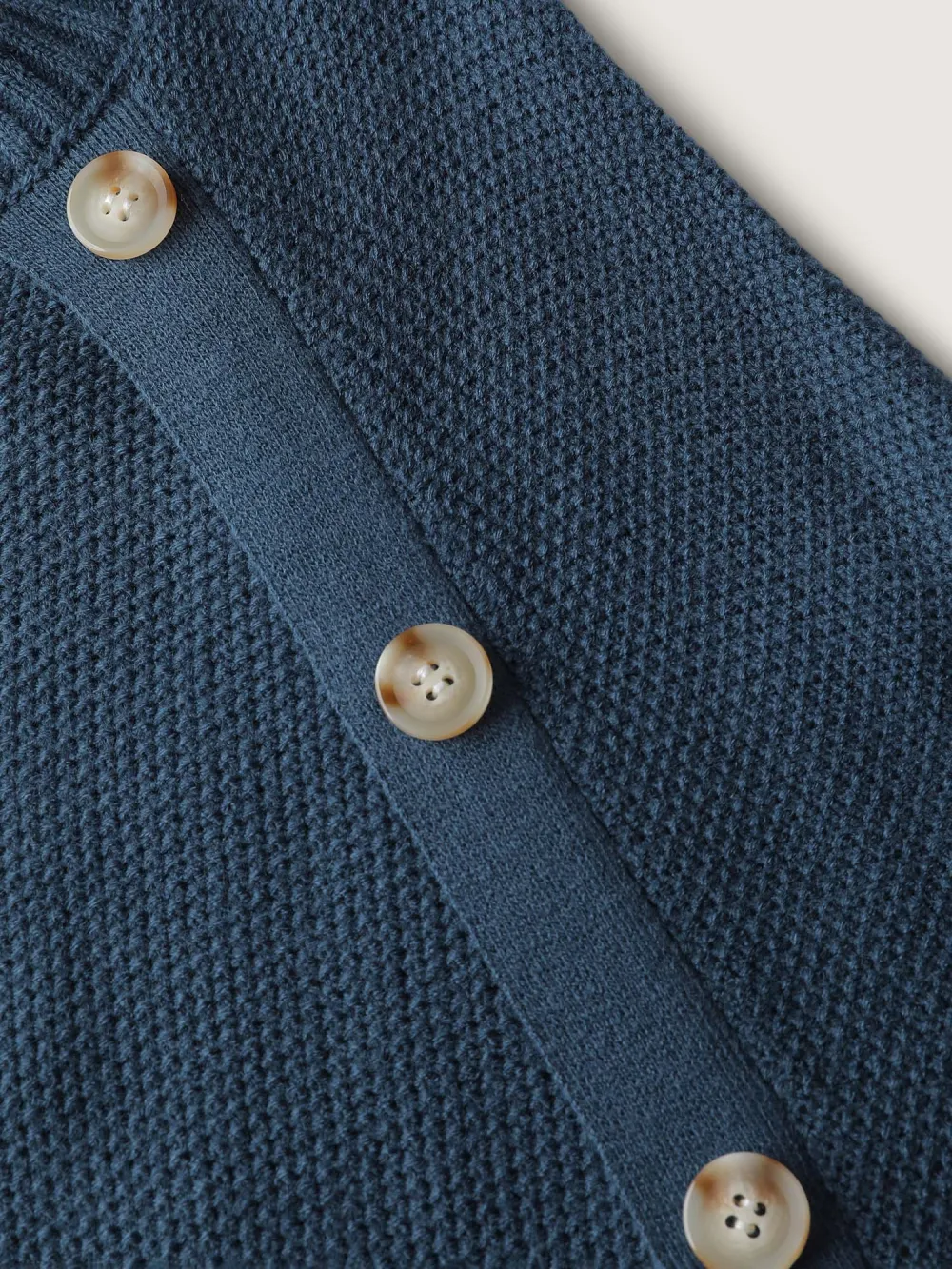 Textured Stretchy Waist Button Sweater Knee-Length Dress