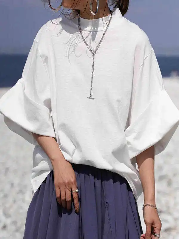 Original Solid Color Casual Flared Sleeve Loose T-Shirts