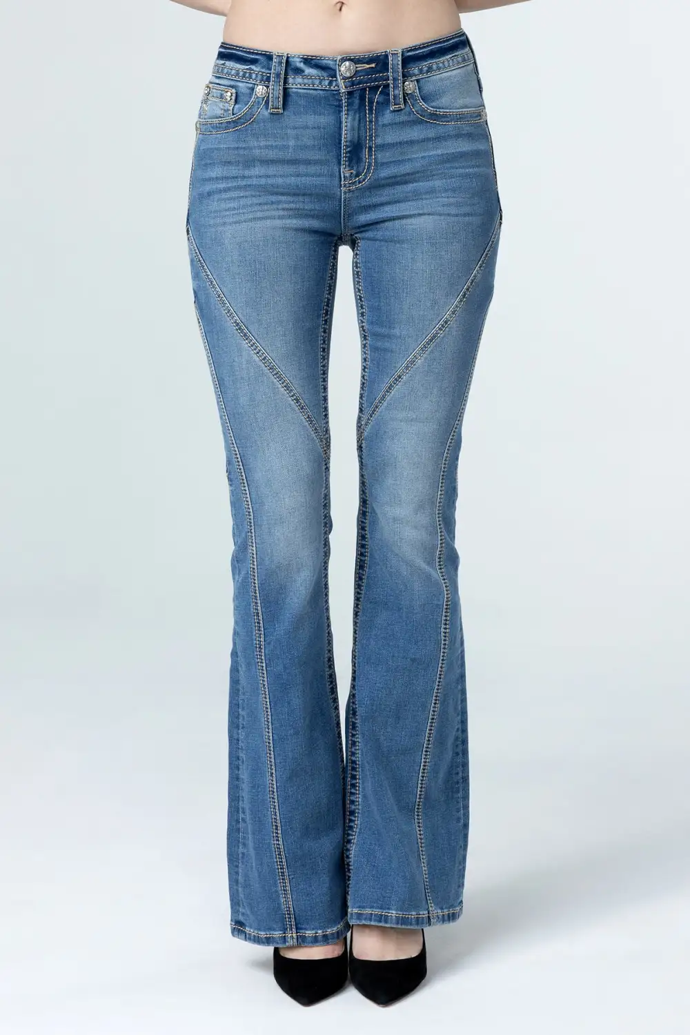 Contour Stitch Slim Flare Jeans