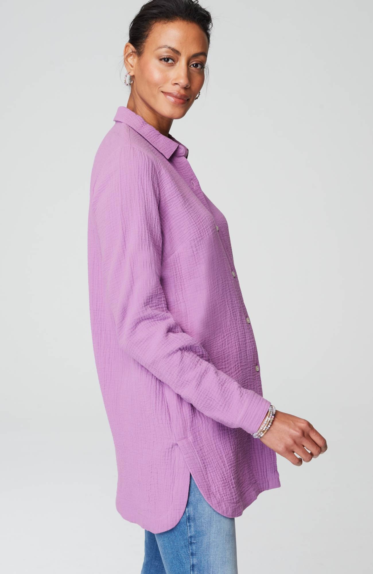 Cotton-Gauze Split-Hem Tunic