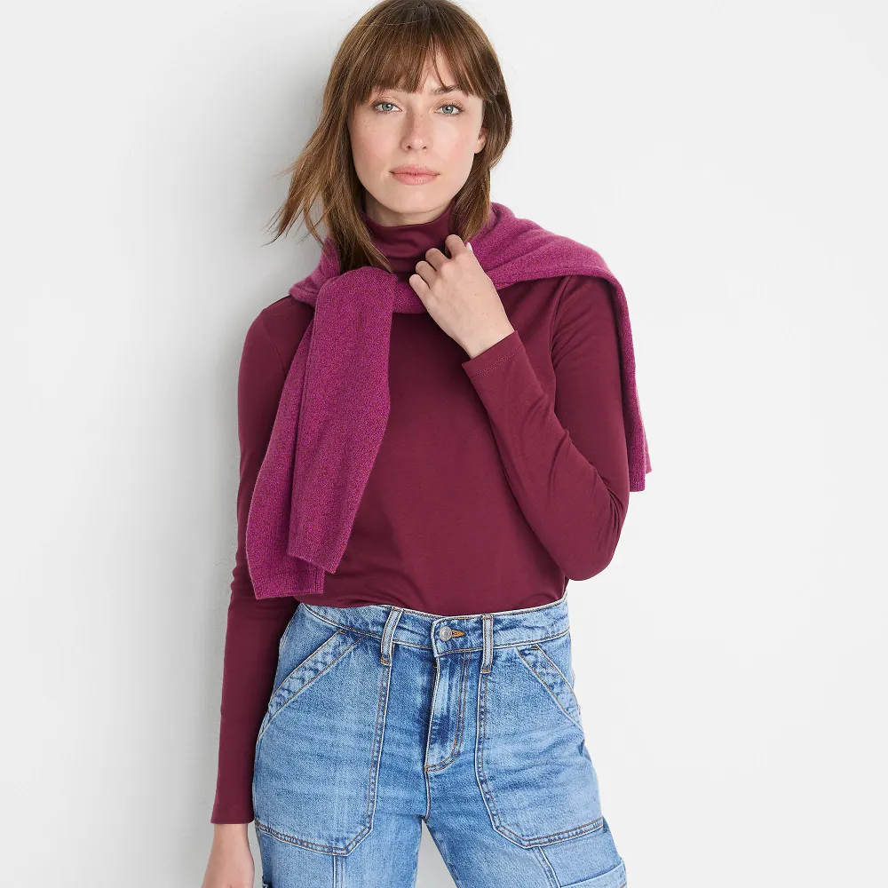 Women's Supima Cotton Fitted Long Sleeve Turtleneck