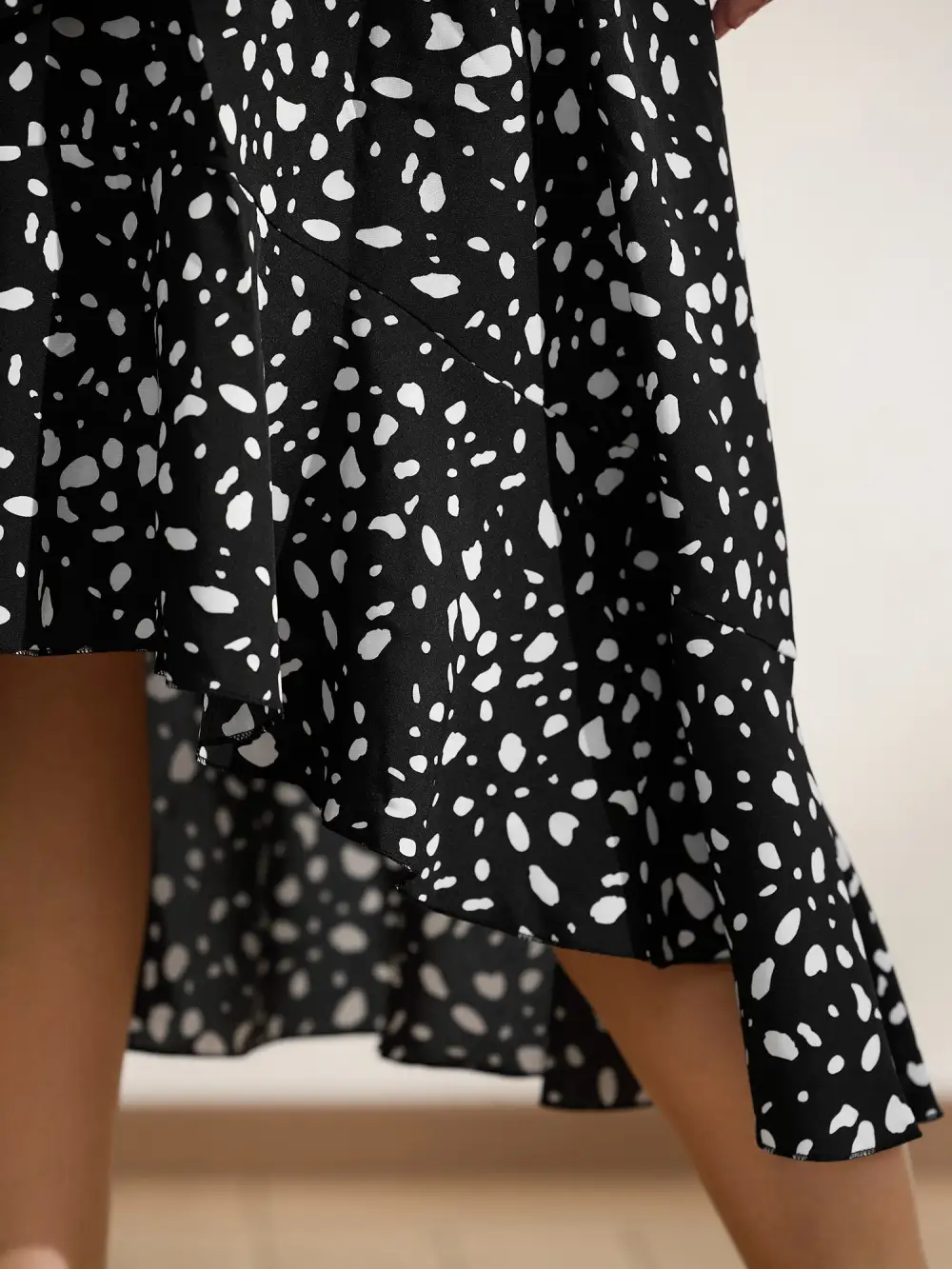 Polka Dots High Low Hem Midi Skirt
