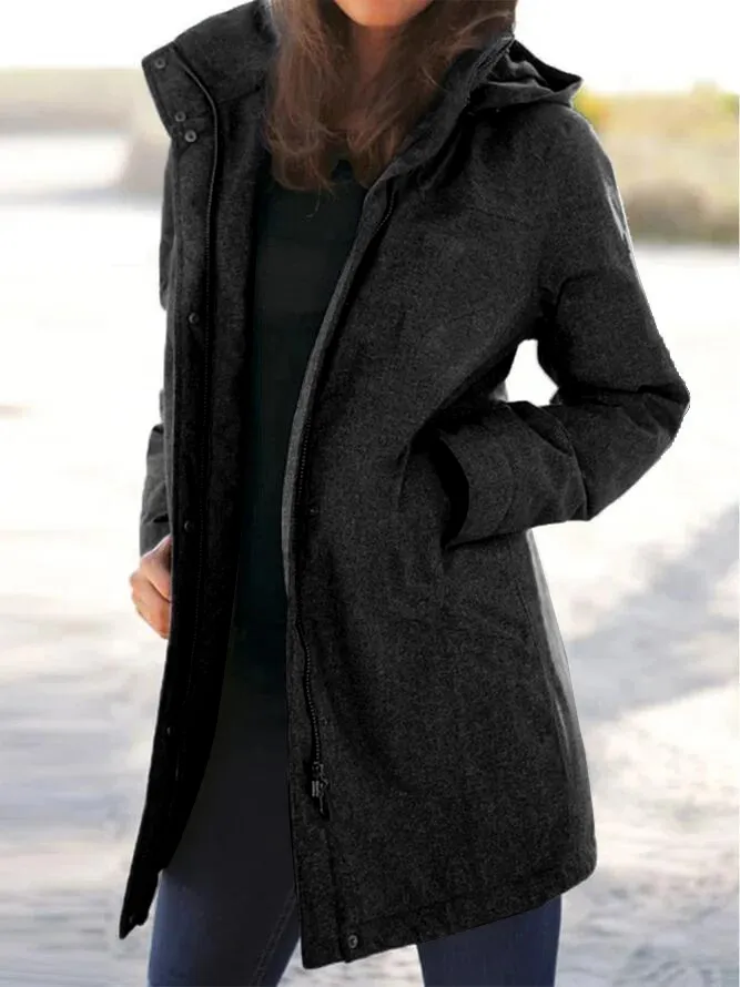 Plain Long Sleeve Buttoned Casual Jacket/Coat