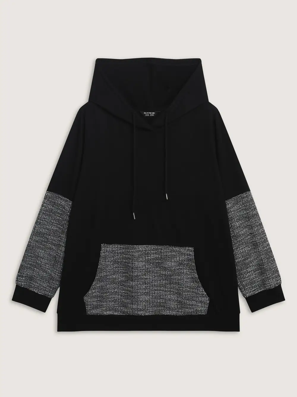 Spliced Color Contrast Textured Hoodie