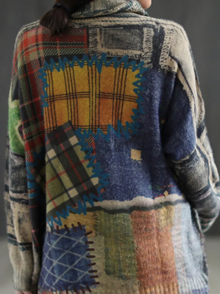 Vintage Plaid Patchwork Art Sweater