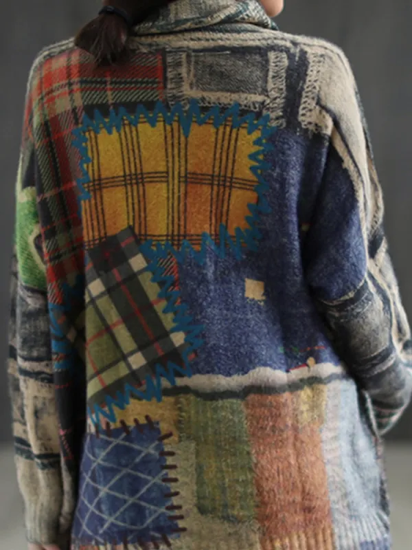 Vintage Plaid Patchwork Art Sweater