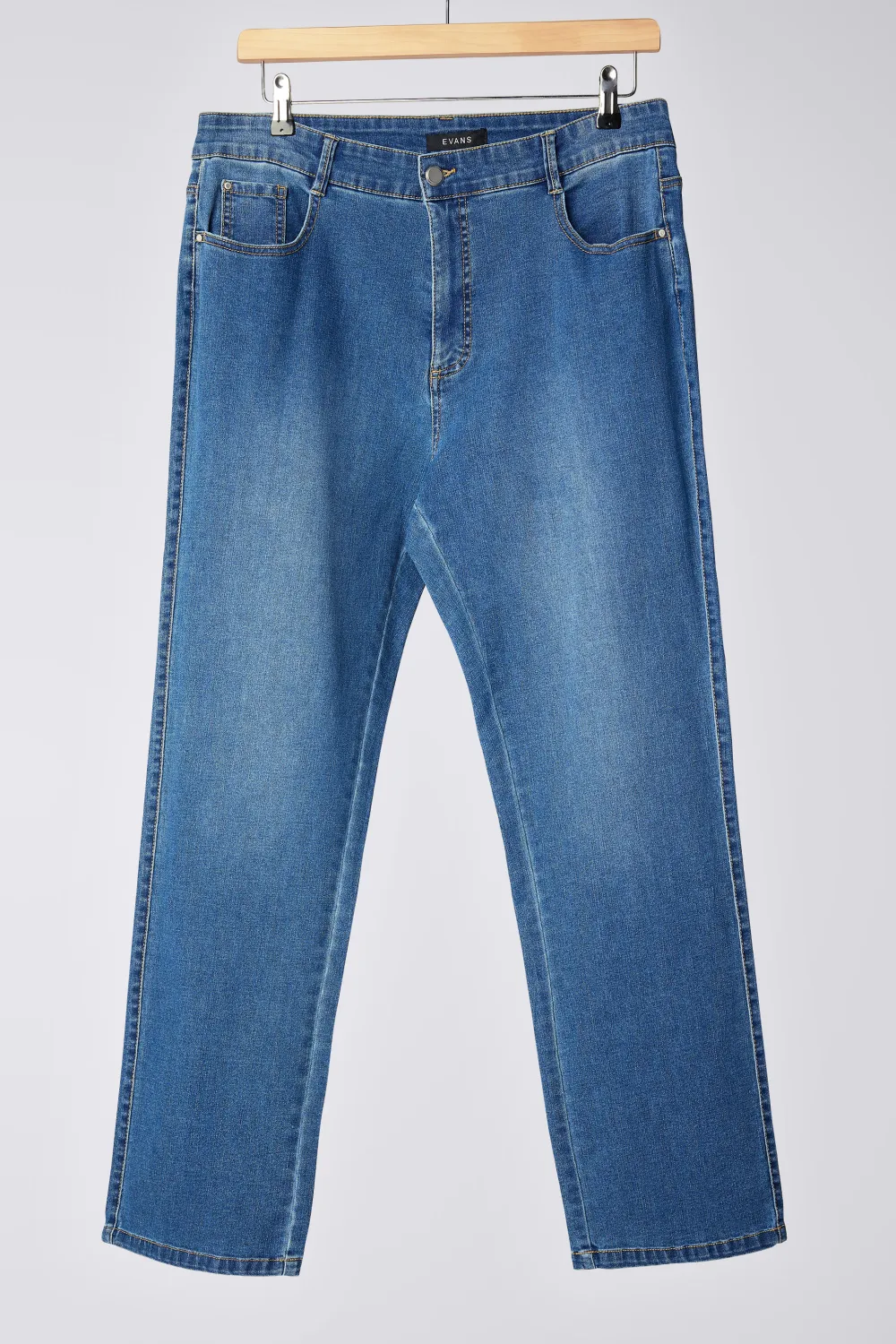 EVANS Curve Blue Mid Wash Straight Leg Jeans