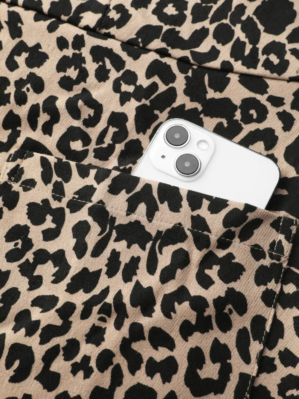 Leopard Print Zipper Front Knee-Length Dress