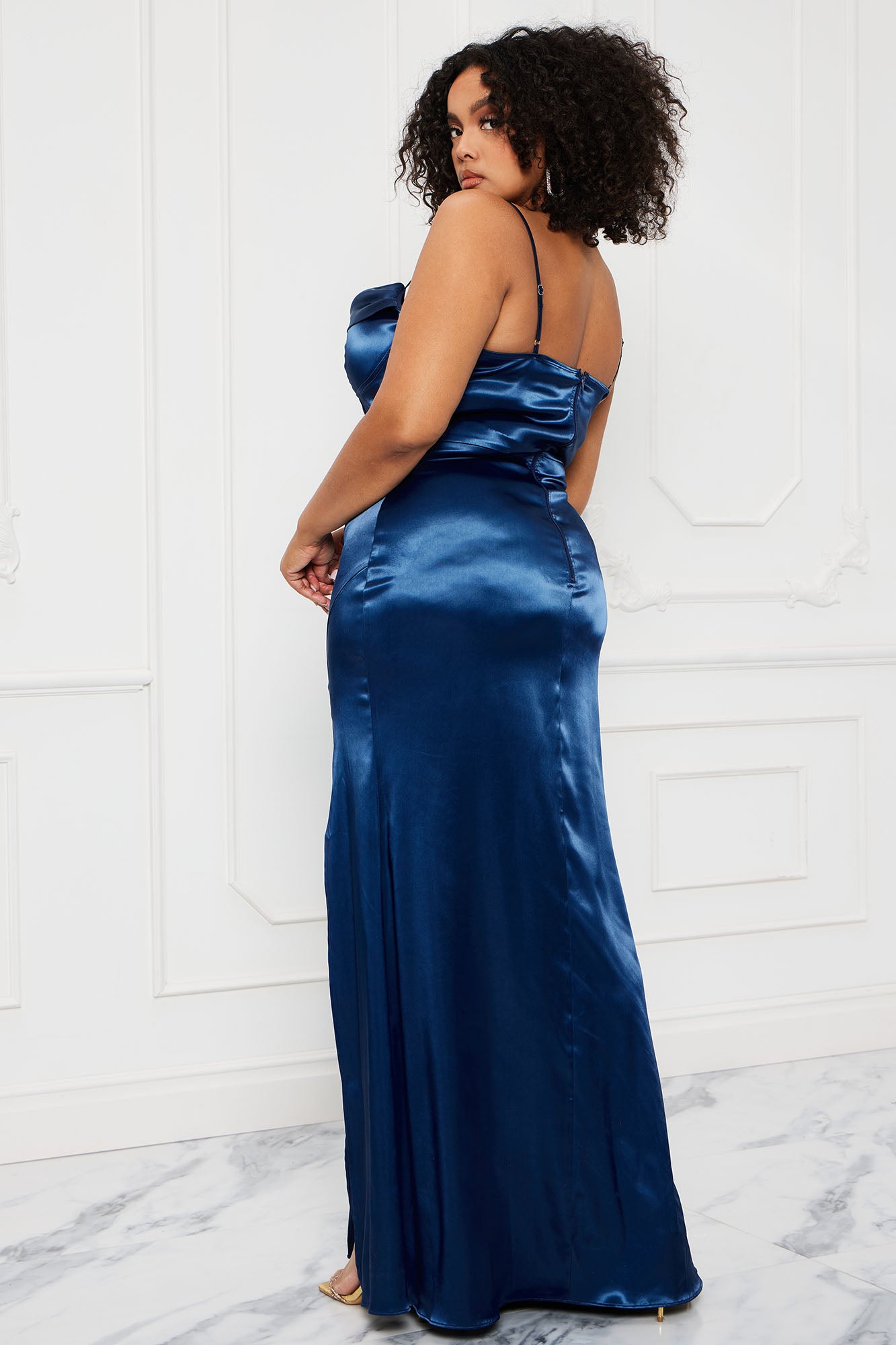 Sarai Satin Maxi Dress - Navy
