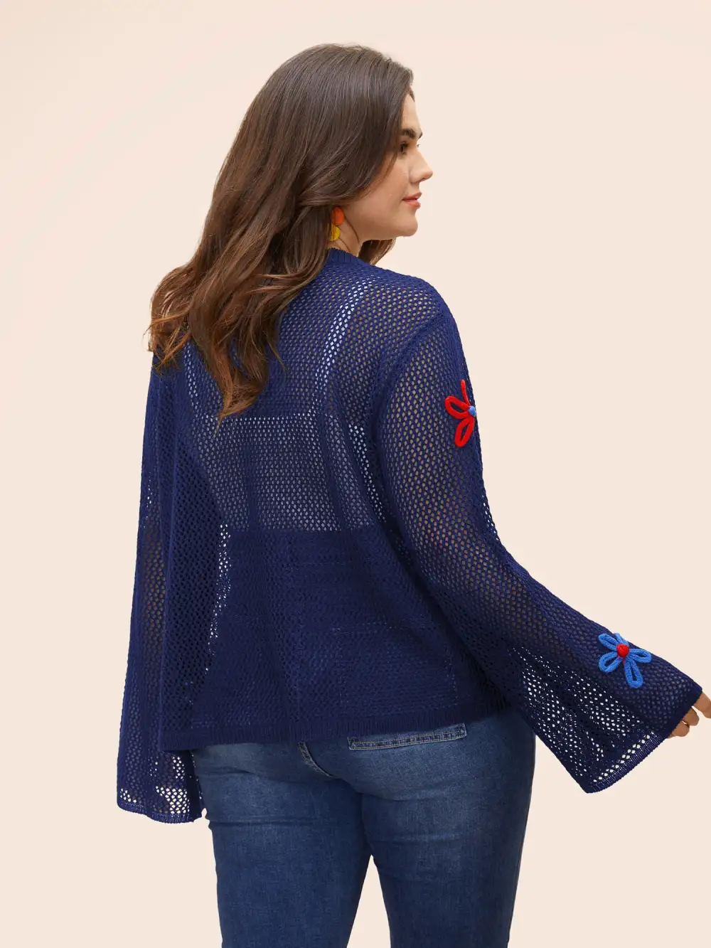 Knit Floral Front Tie Cardigan