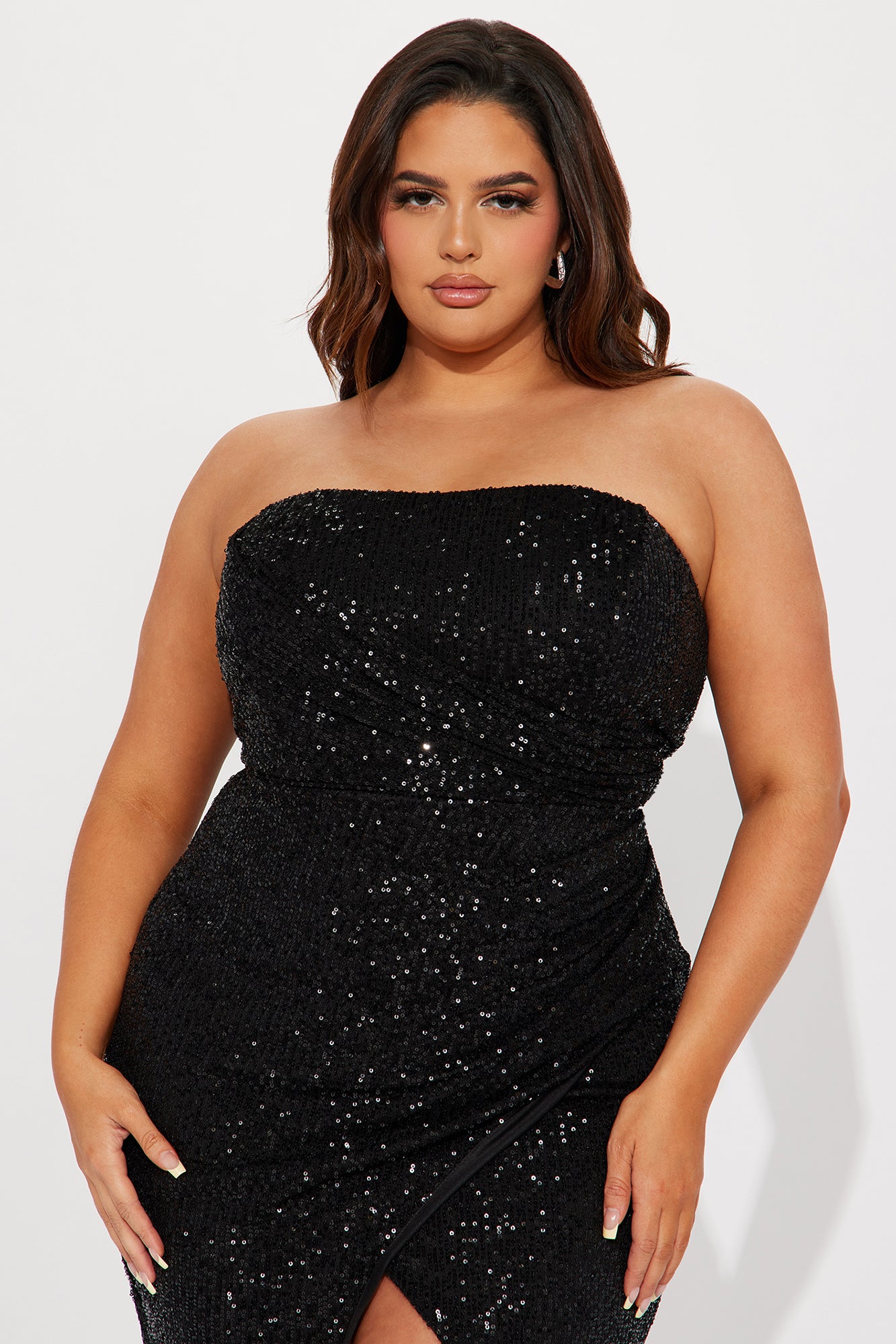 Zeta Sequin Midi Dress - Black