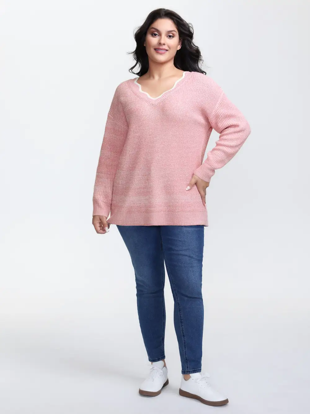 Scalloped Neckline Back-Tie Pullover