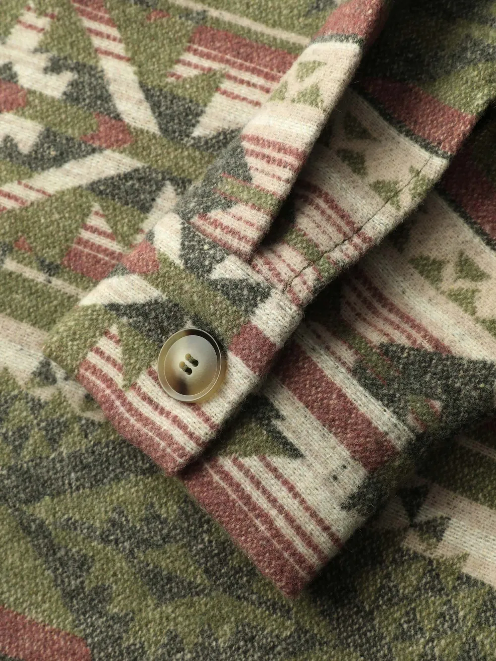 Cozy Print Wool Blend Pockets Jacket