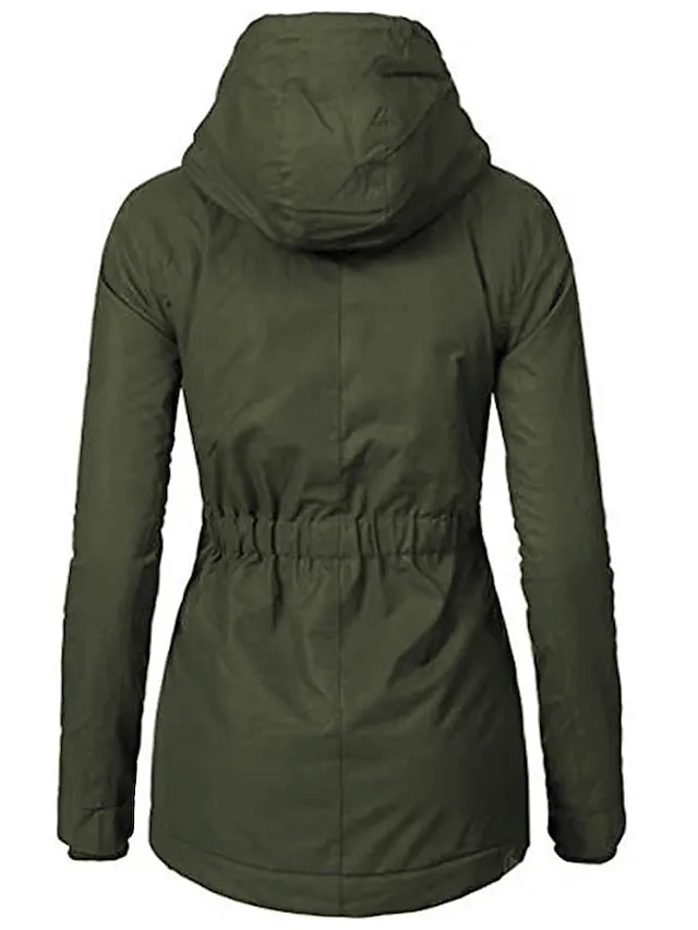 Women's Parka Street Fall Winter Puffer Jacket Long Coat Windproof Warm 3 in 1 Loose Casual Sports Jacket Long Sleeve Solid Color Zipper Purple Blushing Pink Waterpoof Daily Wear Down Parkas  Lined