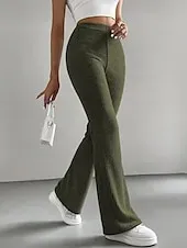 Women's Pants Trousers Leggings Cozy Leggings Casual Workout Full Length High Waist Plain Elastic Waist Breathability Breathable Stretchy Vacation Street Daily Wear Black Green Light Grey Coffee