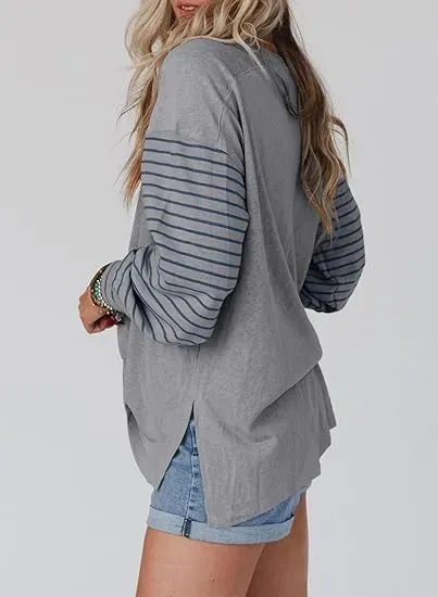 ✨Women's Cute Color Block Long Sleeve Casual Top