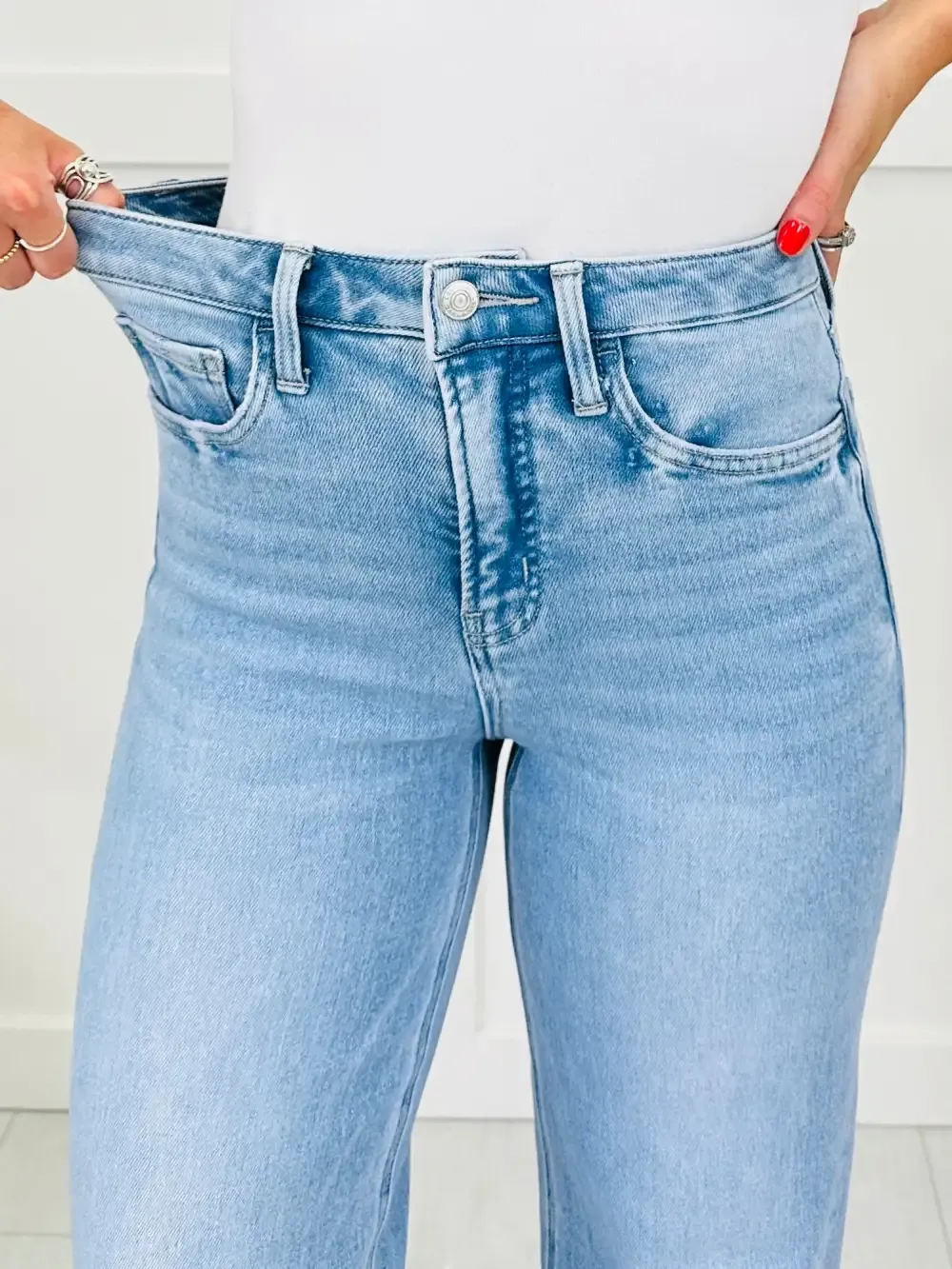 Dream of Me Tummy Control Slim Wide Leg Jeans