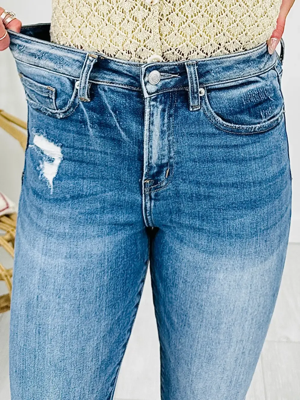 Step It Up Mica Straight Leg Step Hem Jeans