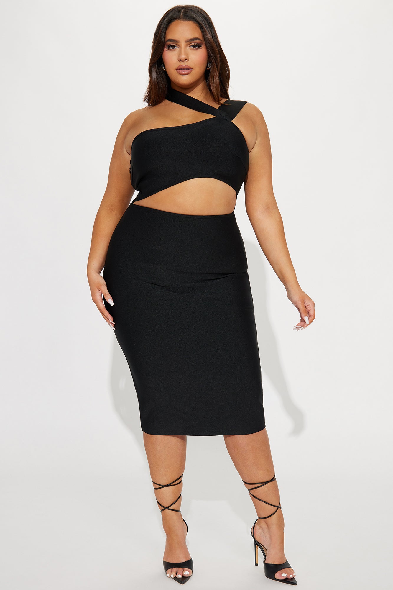 Evangeline Bandage Midi Dress - Black