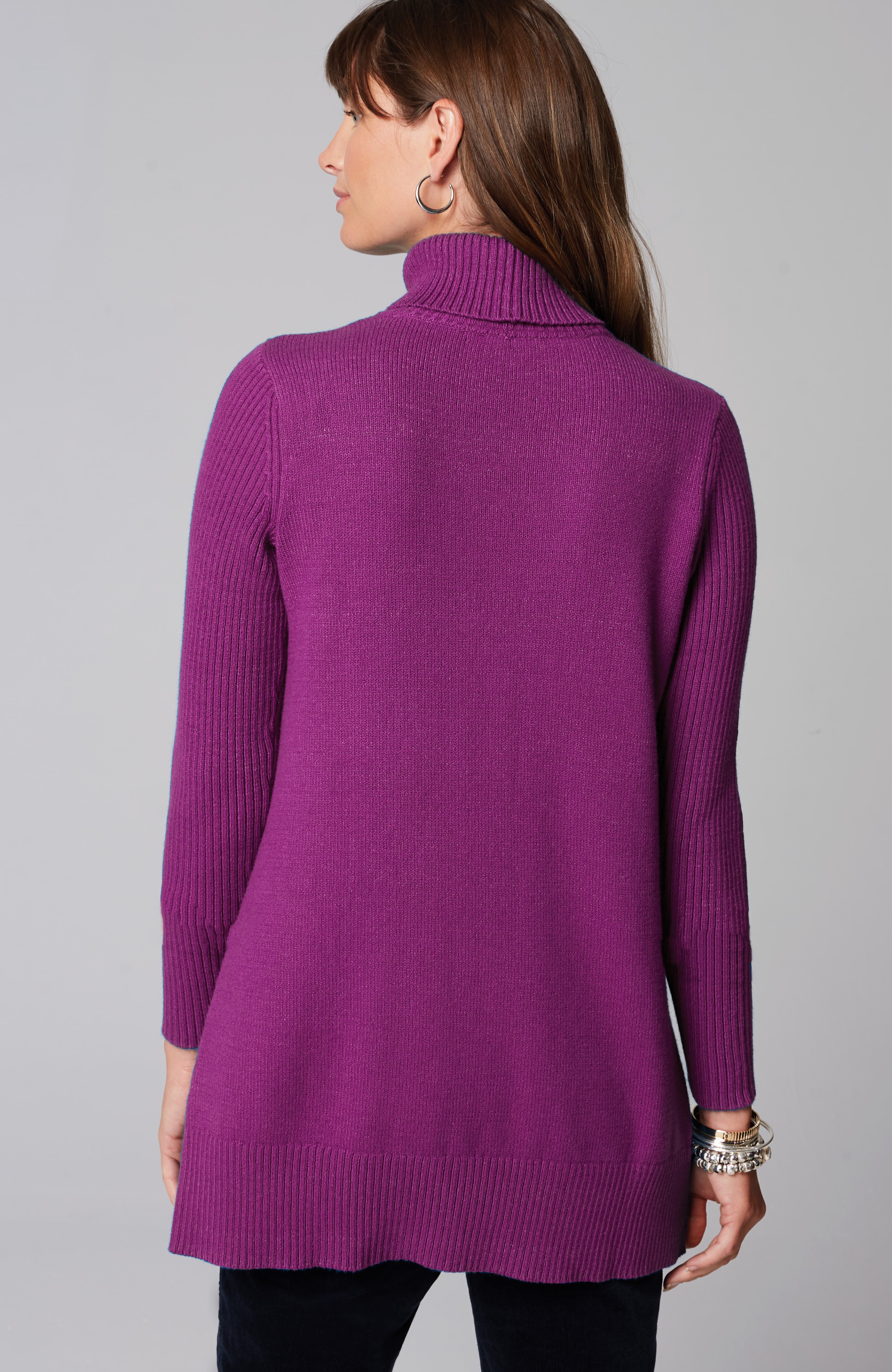 Ribbed-Sleeves Turtleneck Sweater