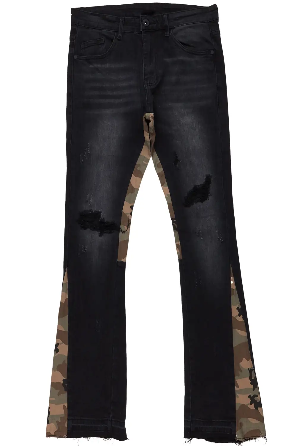 Marlon Black Stacked Flare Jean