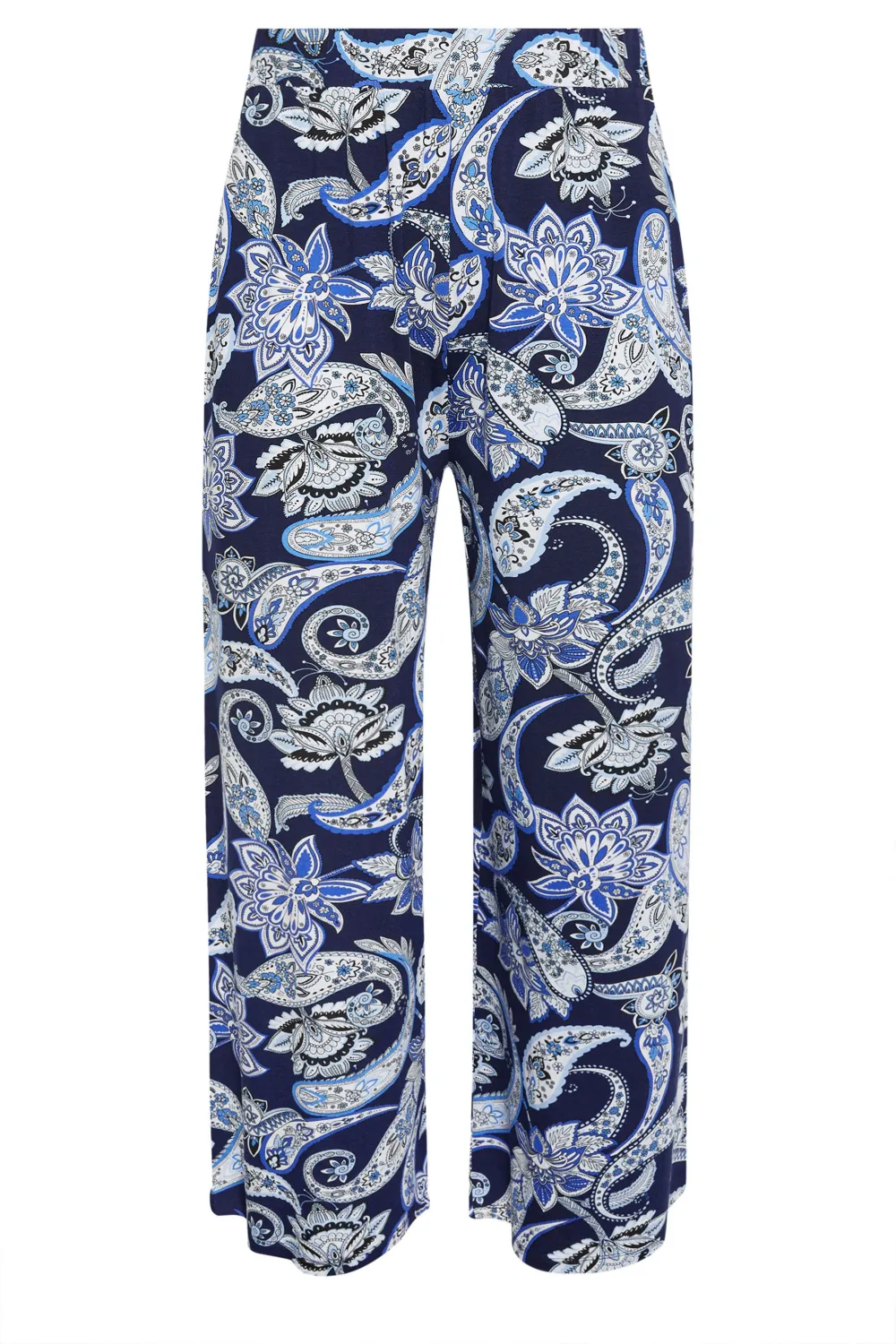 YOURS Curve Black Leopard Print Wide Leg Trousers